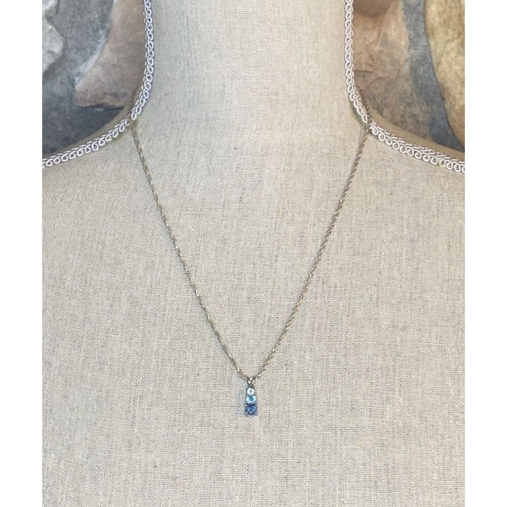 Vintage 5g Three Stone 925 Sterling Silver Pendant & 925 Italy Necklace